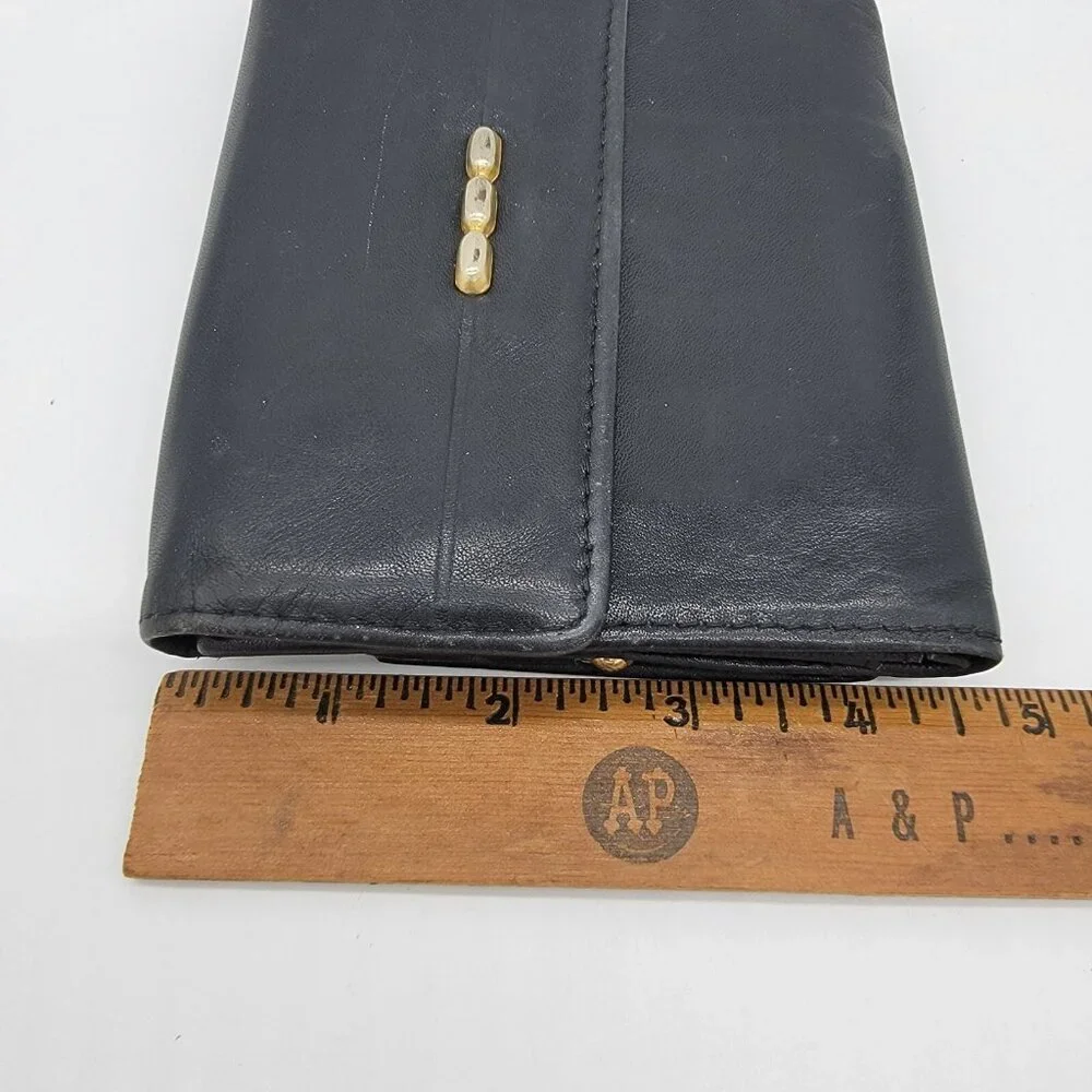 Vintage Rolfs‎ Wallet Women's Black Leather Trifold Coin Purse Read Desc